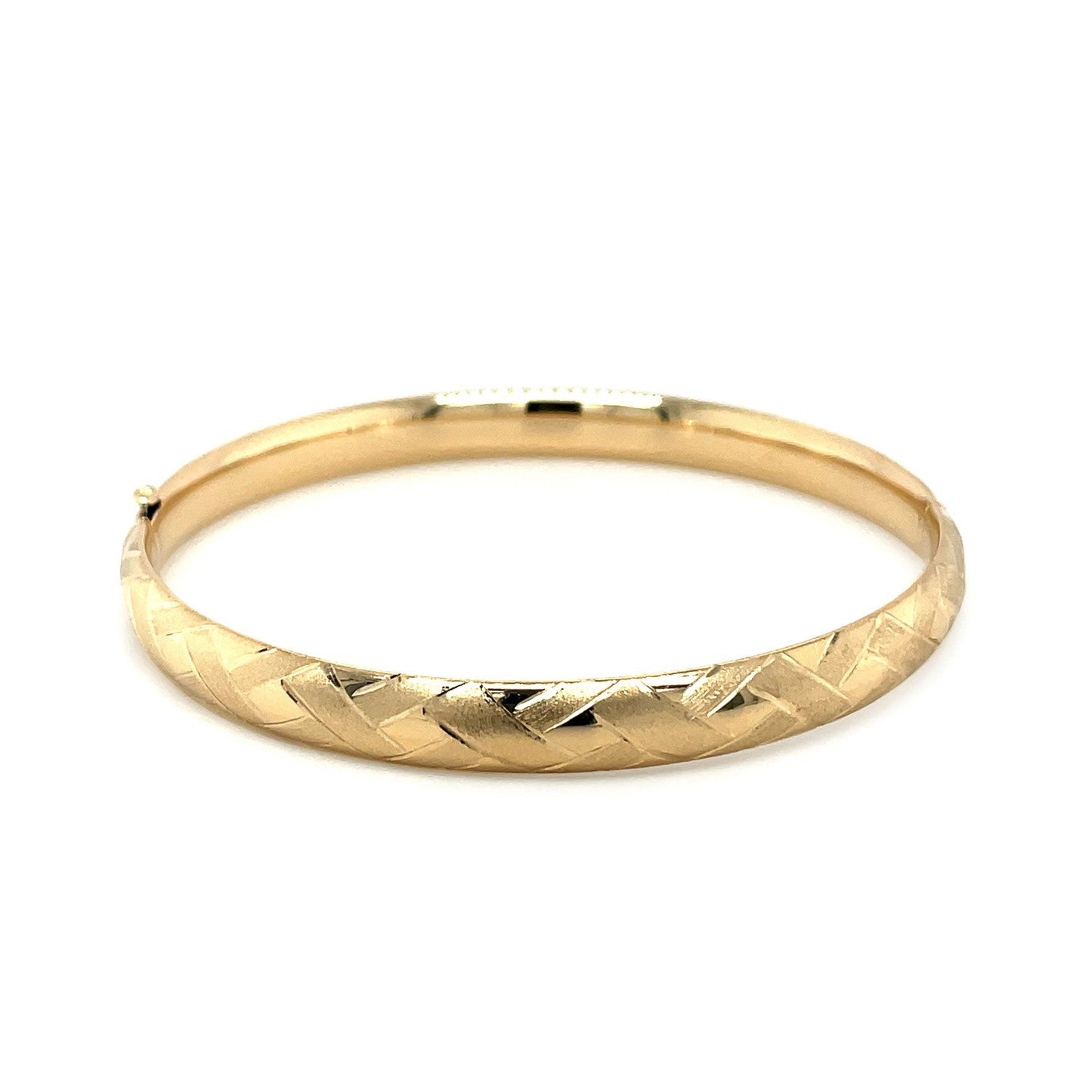 Brazalete Domado de Oro Amarillo de 14k con Motivo de Trenzado