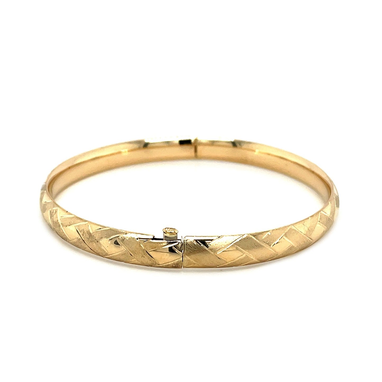 Brazalete Domado de Oro Amarillo de 14k con Motivo de Trenzado