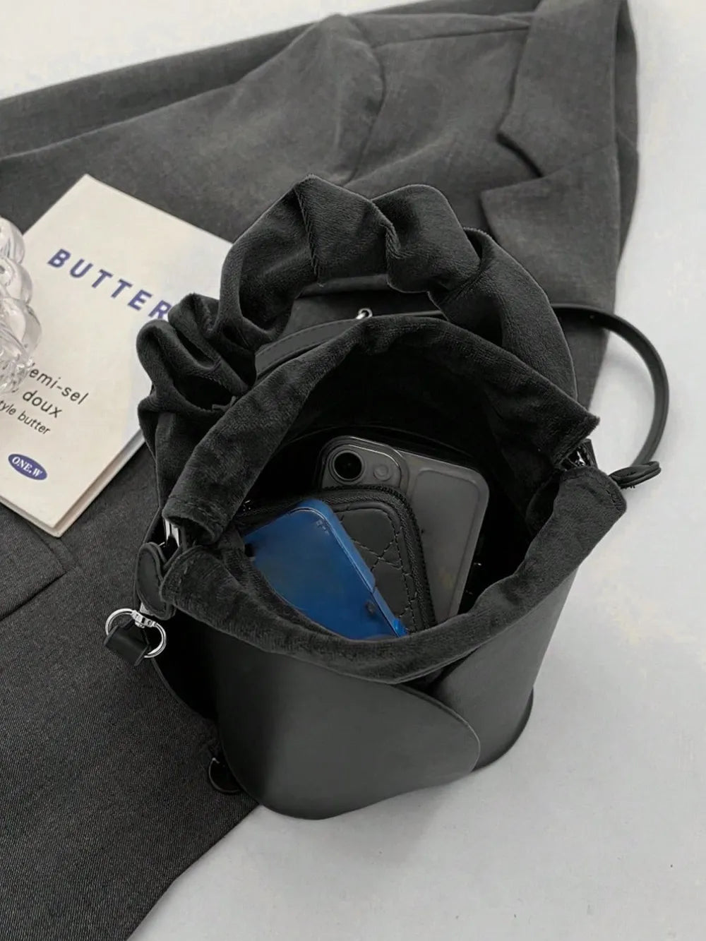 Premium PU Leather Drawstring Bucket Bag