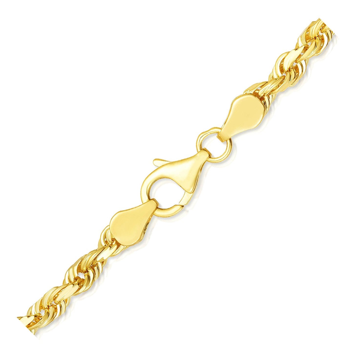 Cadena de Cuerda Sólida de Corte de Diamante de Oro Amarillo de 10k de 5.0mm