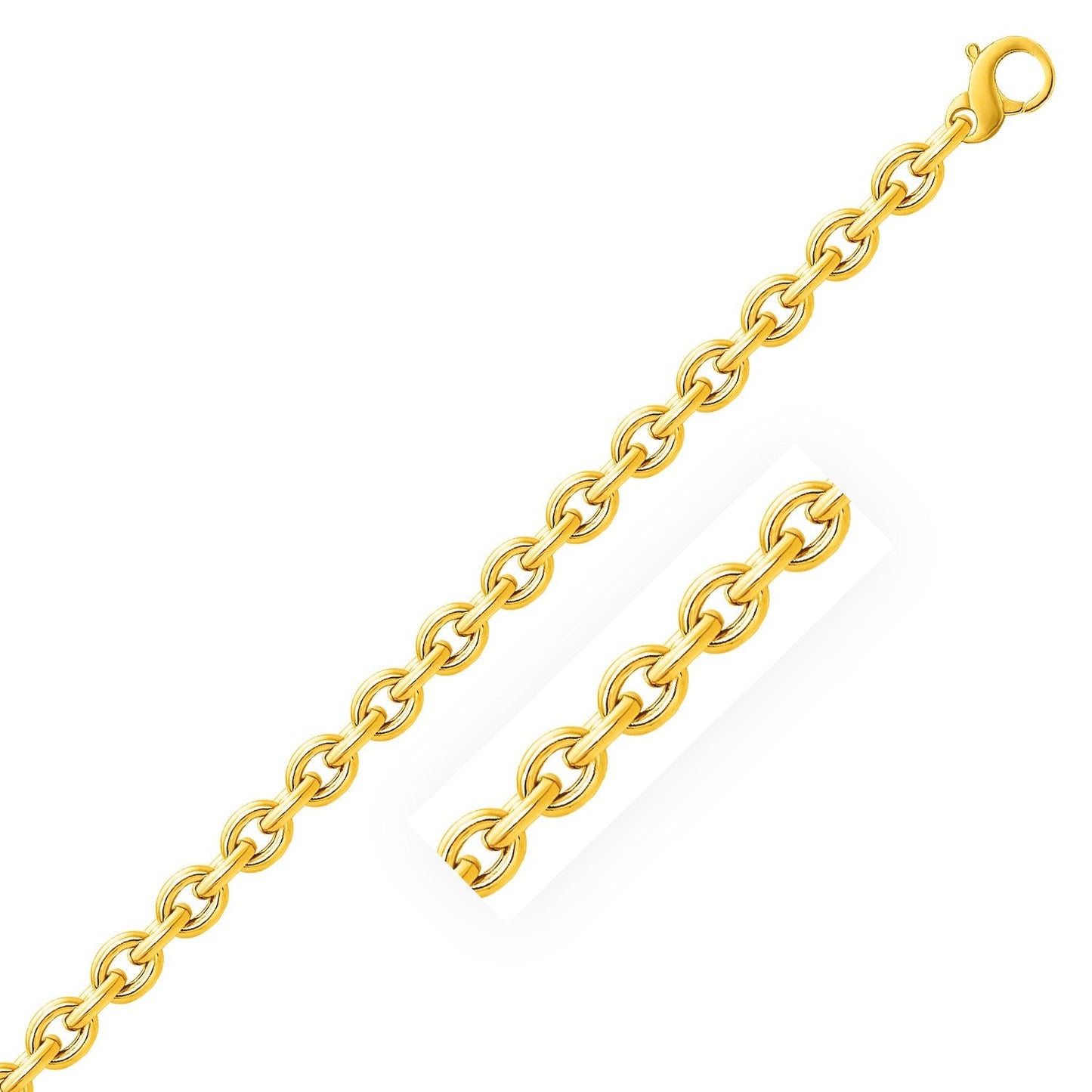 Bracelet en câble poli en or jaune 14 carats