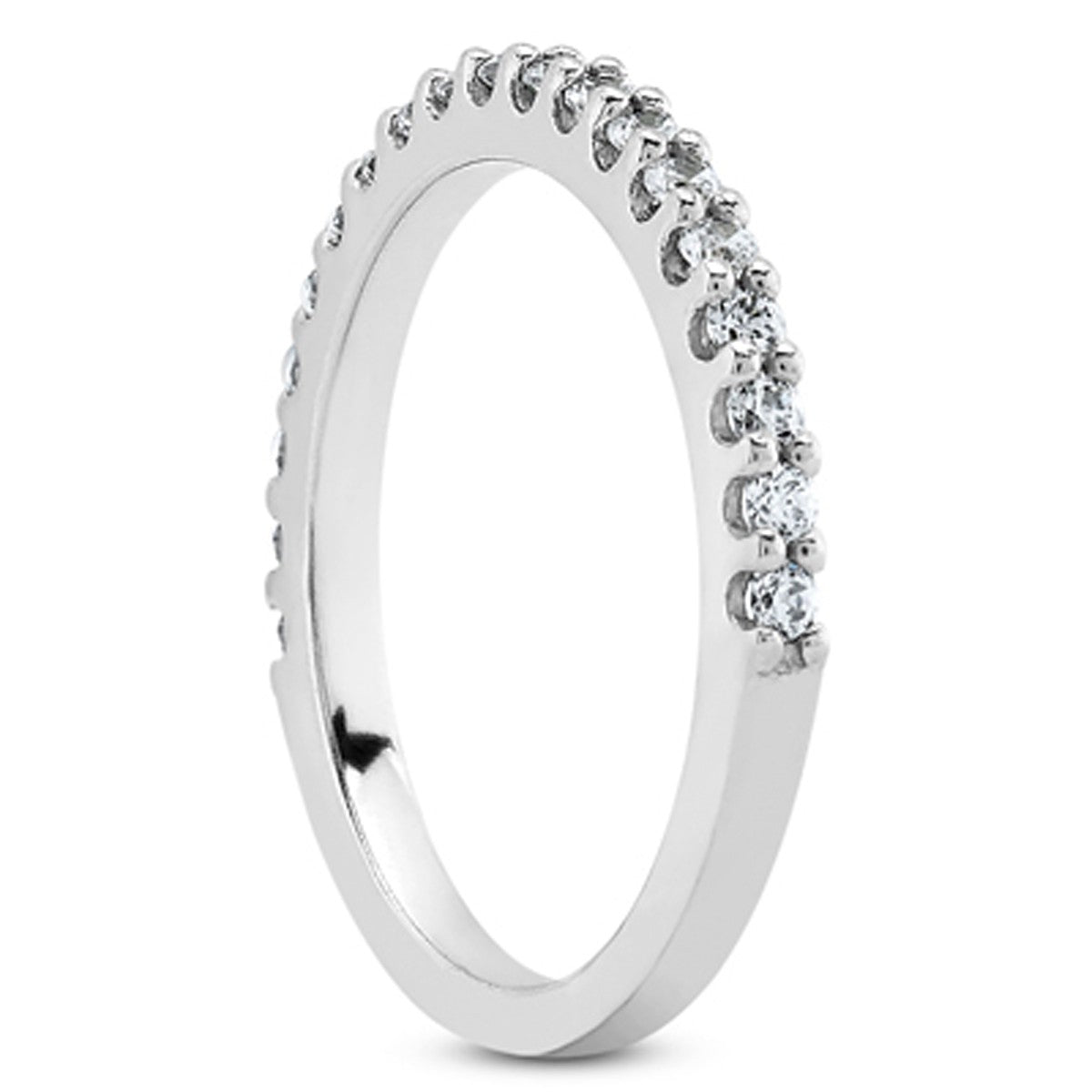 Anillo de boda de diamantes con engaste compartido en oro blanco de 14k