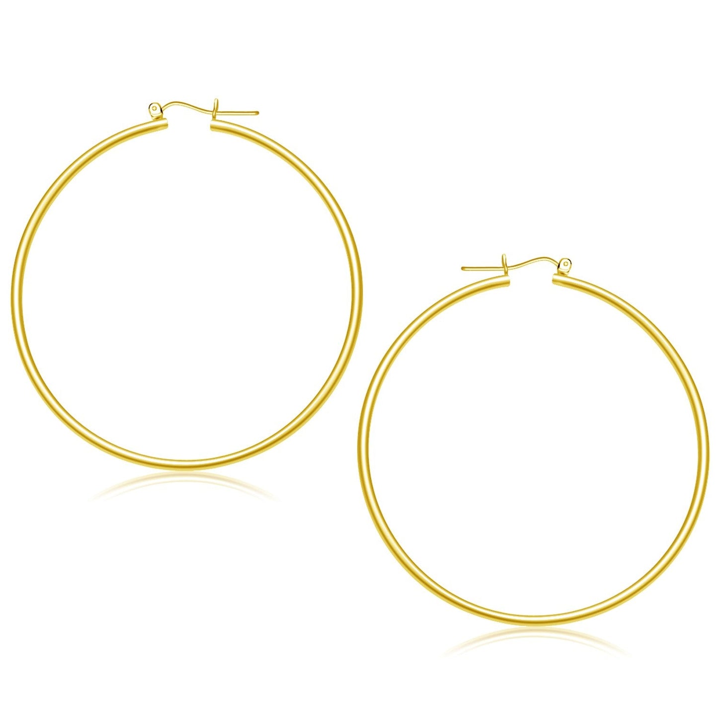 Boucles d'oreilles créoles en or jaune 14 carats poli - 55 mm