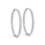 Pendientes de aro de diamante ovalados de doble cara en oro blanco de 14k