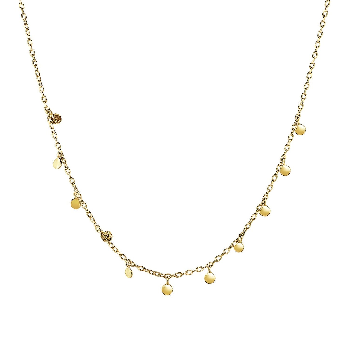 14k Yellow Gold Choker Necklace with Hammered Beads