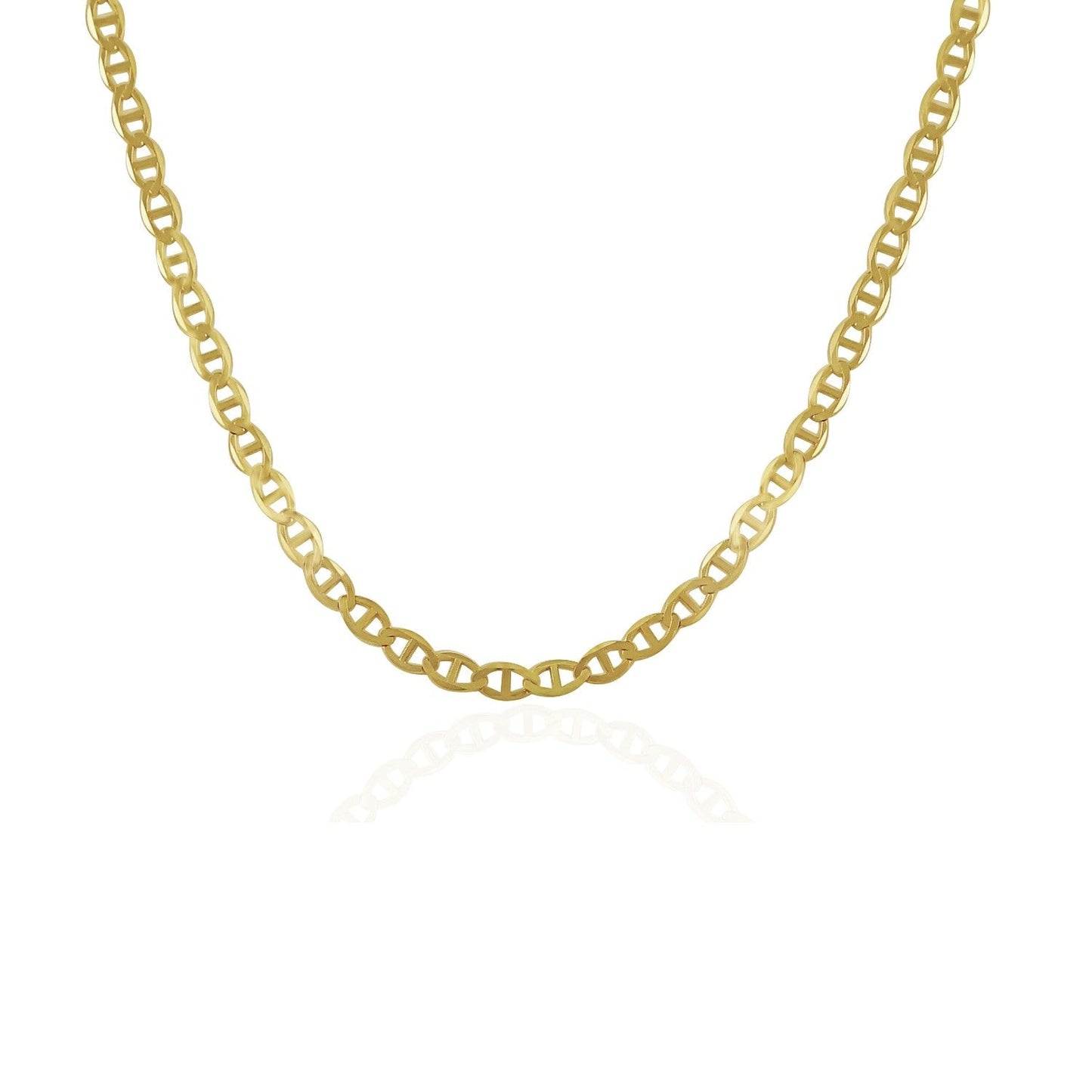 Cadena de eslabones marineros de 3.2 mm en oro amarillo de 14k