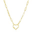 Collar de cadena de papel de oro amarillo de 14k con cierre en forma de corazón