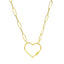 Collar de cadena de papel de oro amarillo de 14k con cierre en forma de corazón