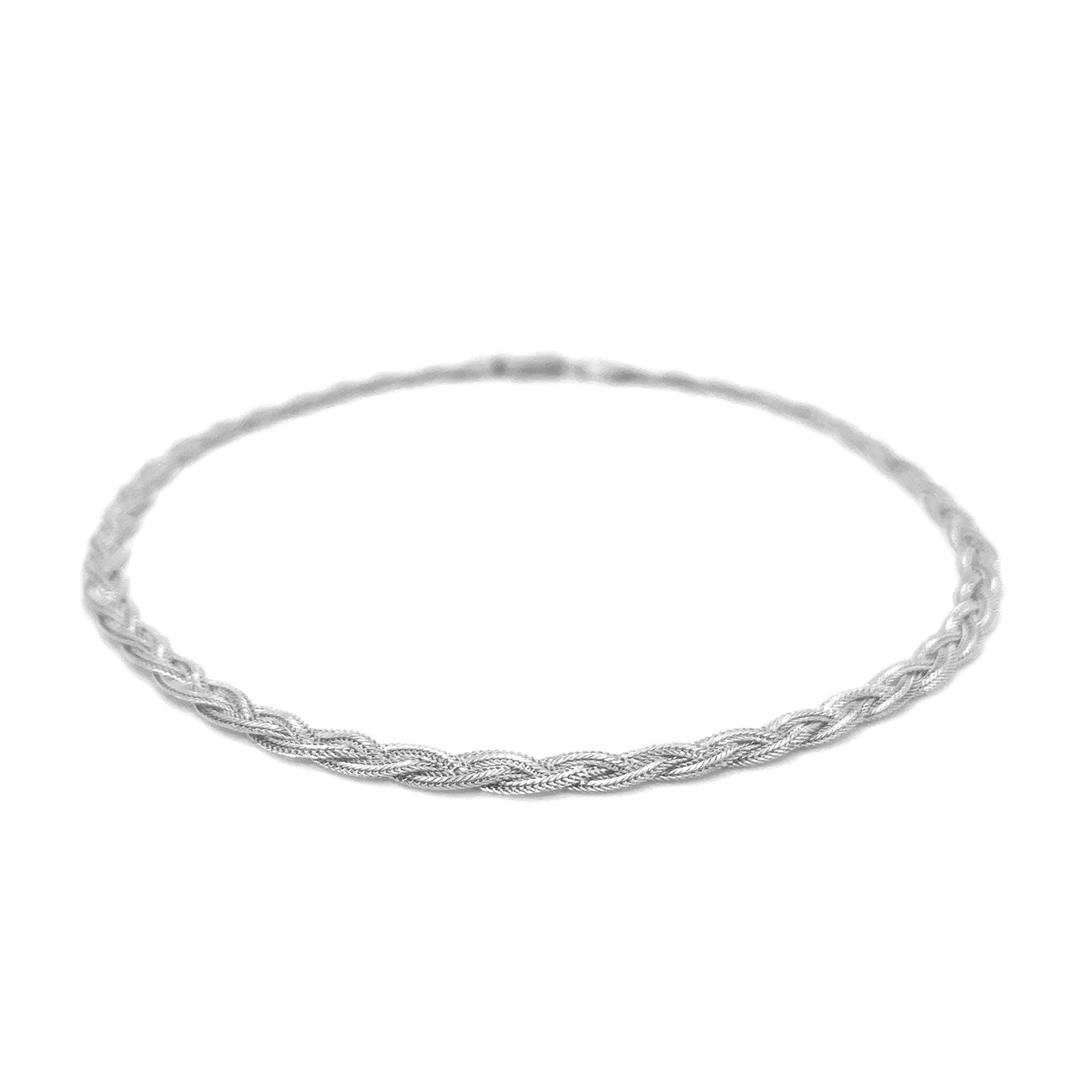 Bracelet de cheville en or blanc 14k tressé en forme de queue de renard - 3,5 mm
