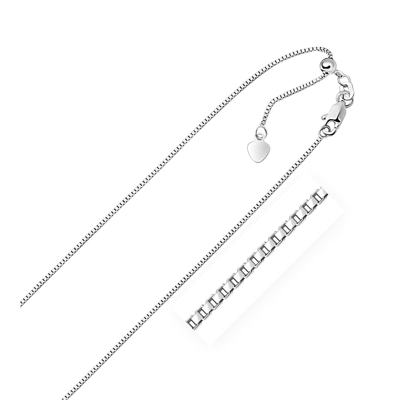 Collier en chaîne à maillons ajustable en or blanc 14 carats