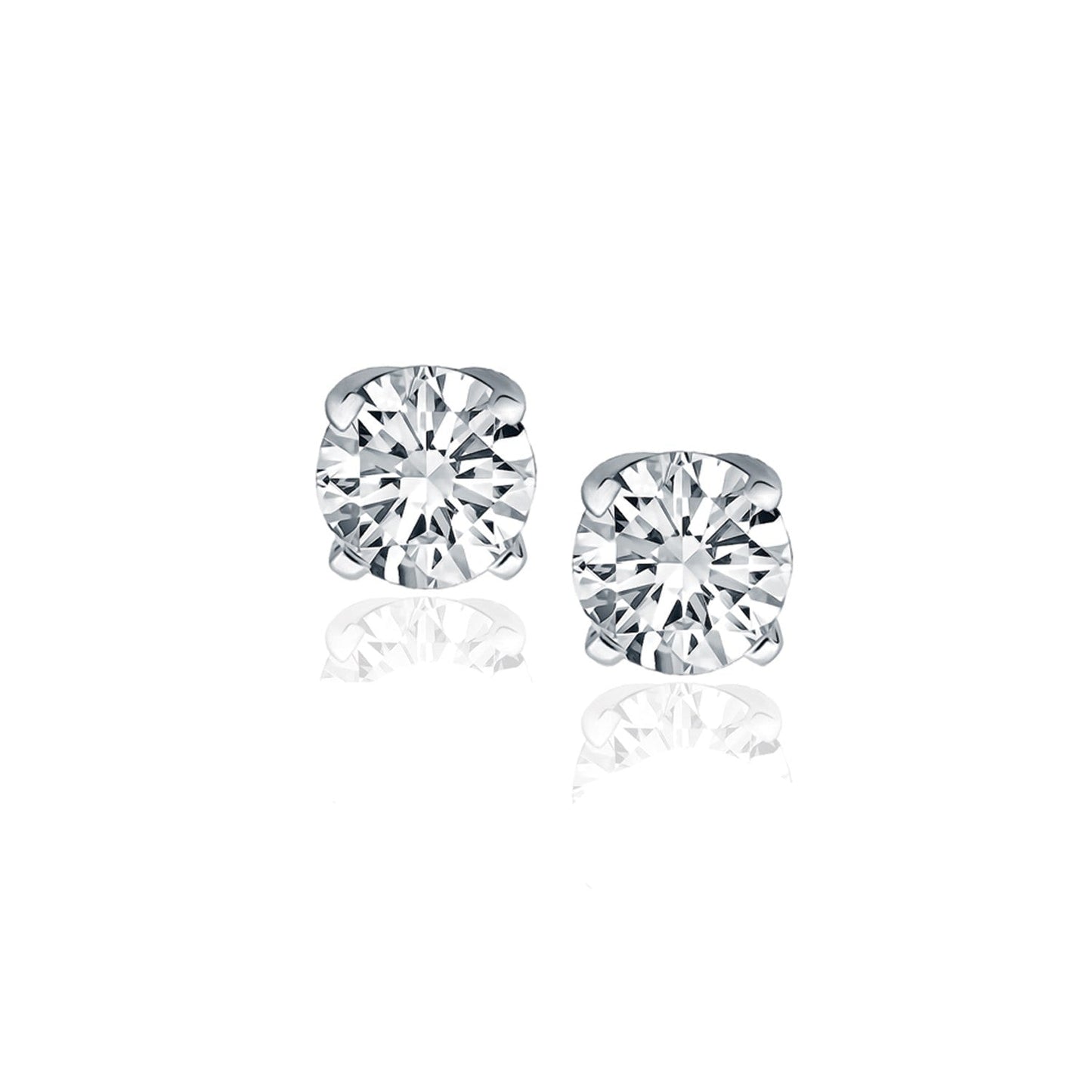 14k White Gold Diamond Four Prong Stud Earrings