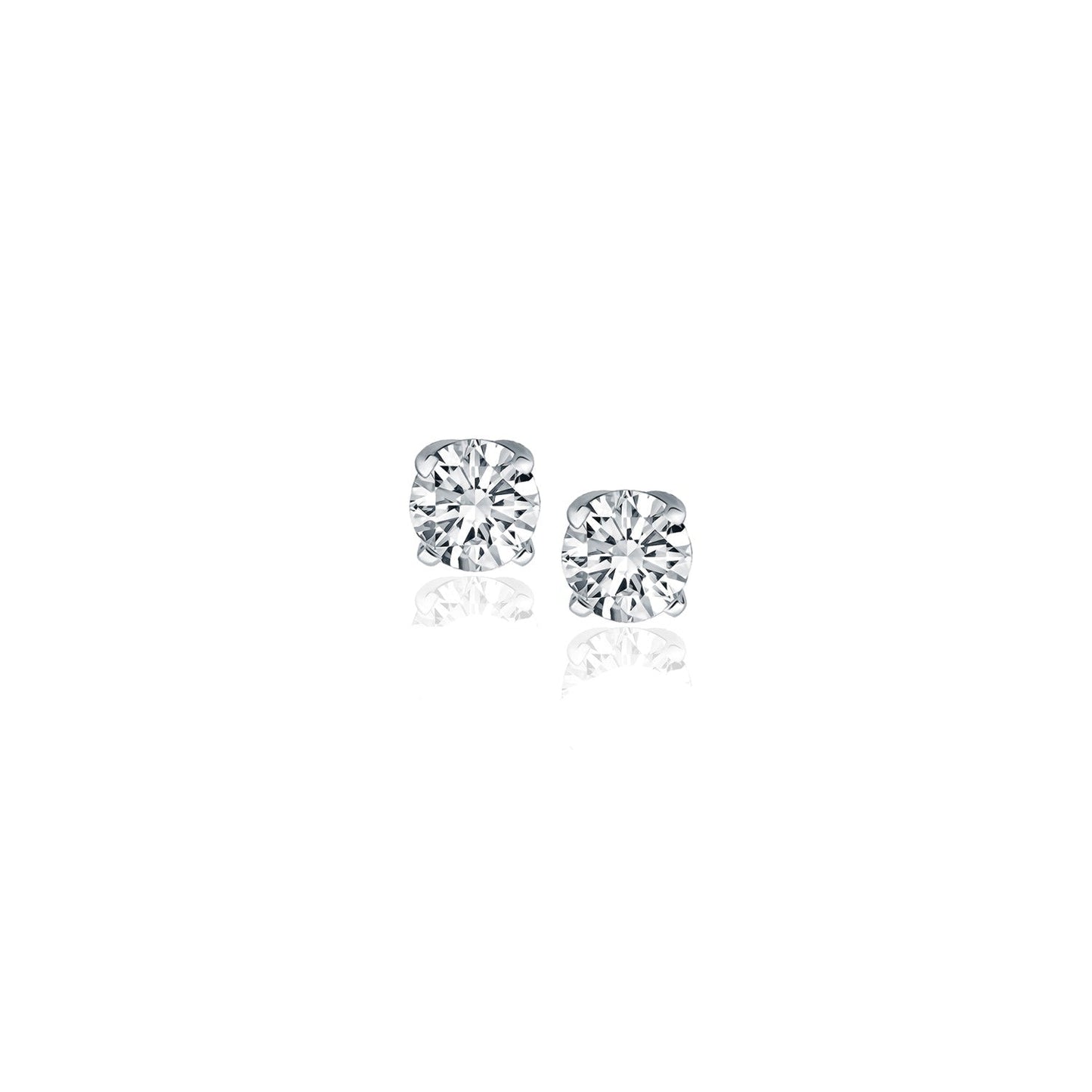 Pendientes de diamantes de cuatro garras en oro blanco de 14k