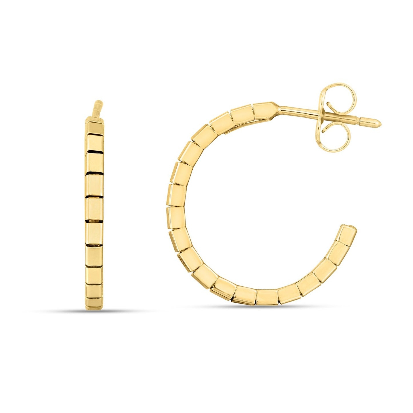 Boucles d'oreilles Omega en or jaune 14 carats en brique