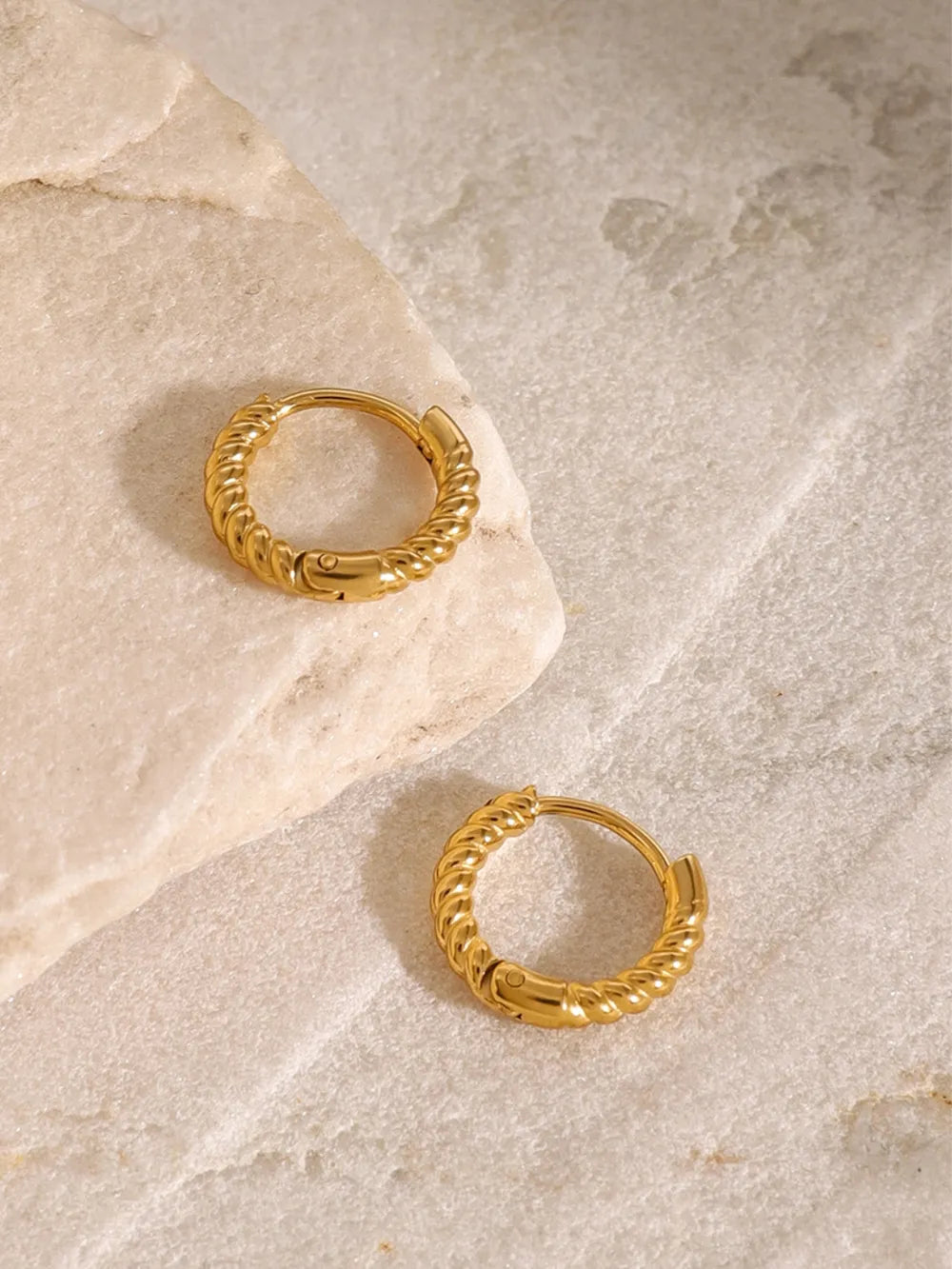18K Gold-Plated Stainless Steel Huggie Earrings - Korvel