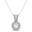 Pendentif rond en or blanc 14k avec halo de diamants
