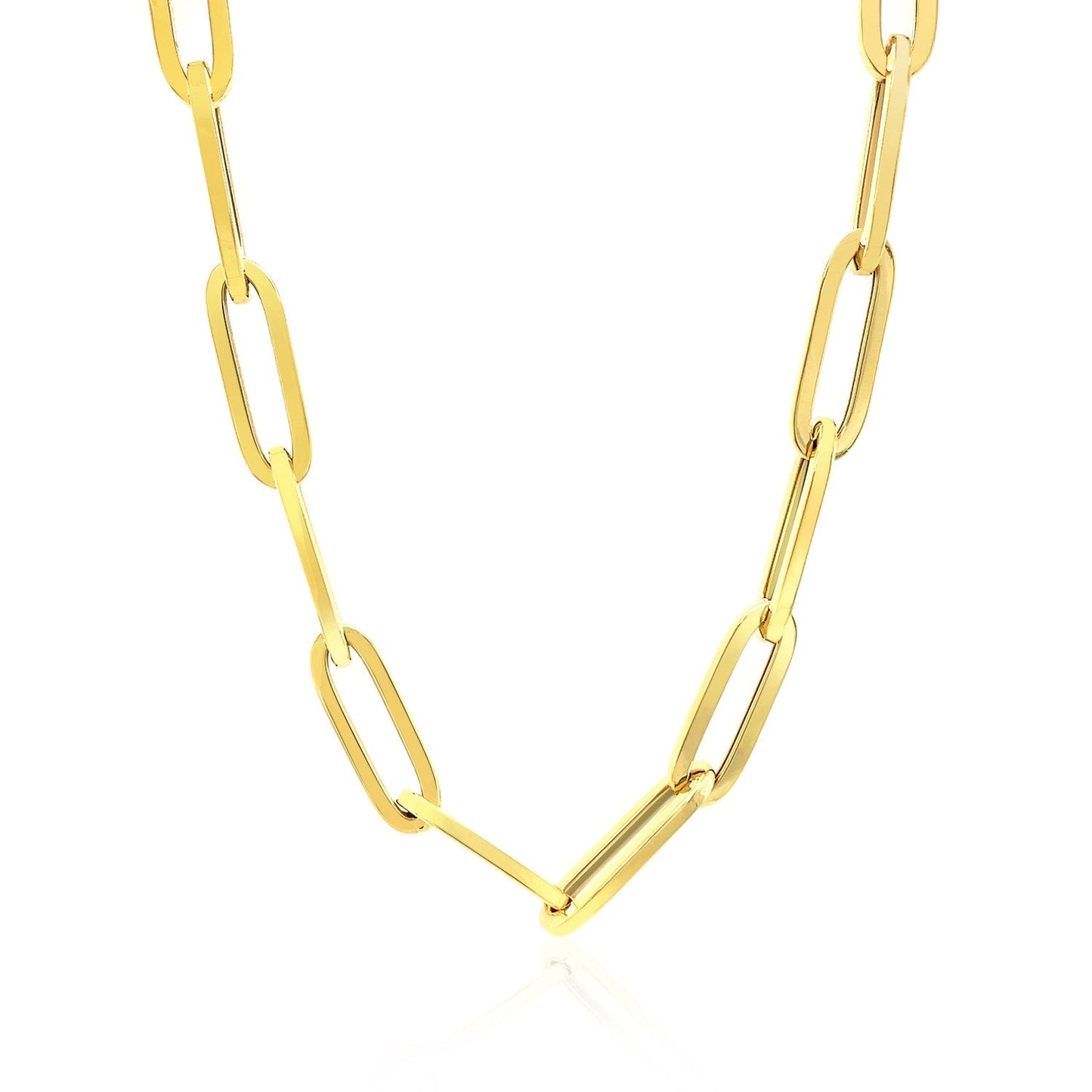 Collier en chaîne large en papier clip en or jaune 14K