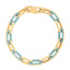 14k Yellow Gold Turquoise Paperclip Gem Link Bracelet
