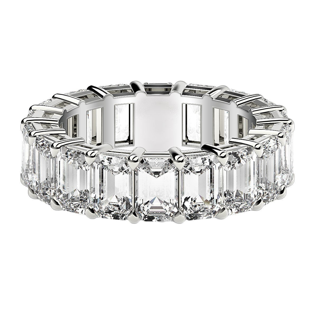 Anillo de Eternidad con Diamante Creado en Laboratorio Corte Esmeralda en Oro Blanco de 14k