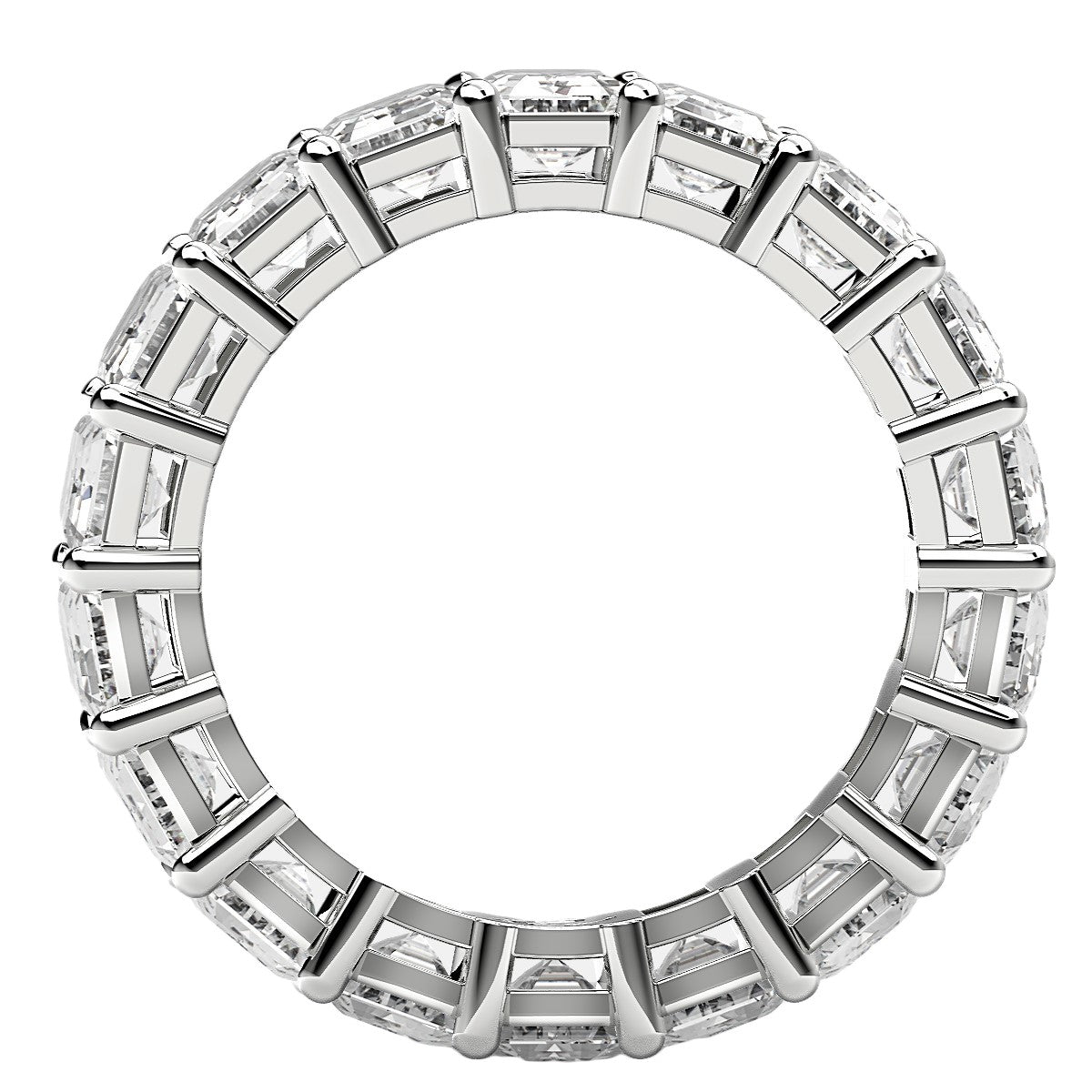 Anillo de Eternidad con Diamante Creado en Laboratorio Corte Esmeralda en Oro Blanco de 14k