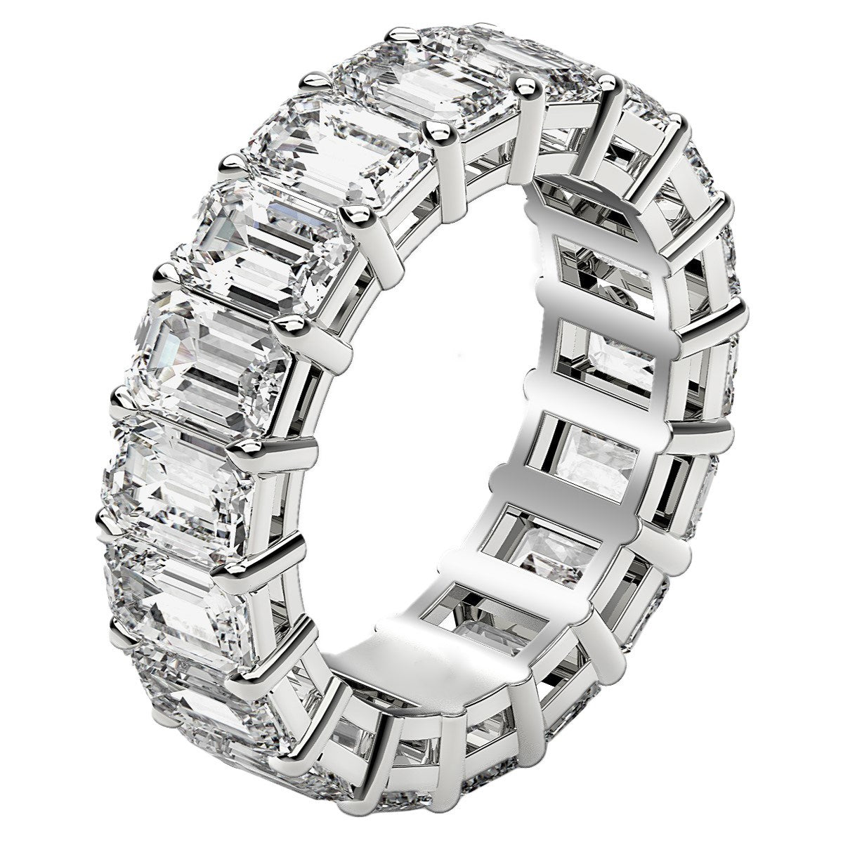 Anillo de Eternidad con Diamante Creado en Laboratorio Corte Esmeralda en Oro Blanco de 14k