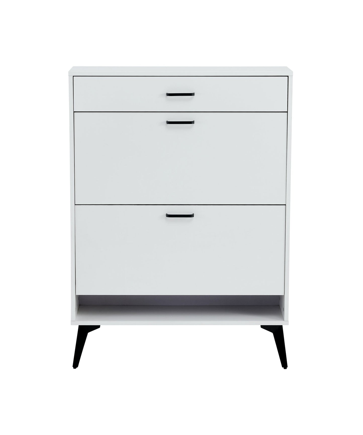 Shoe Cabinet , Shoe storage shelves, metal leg, White - Korvel