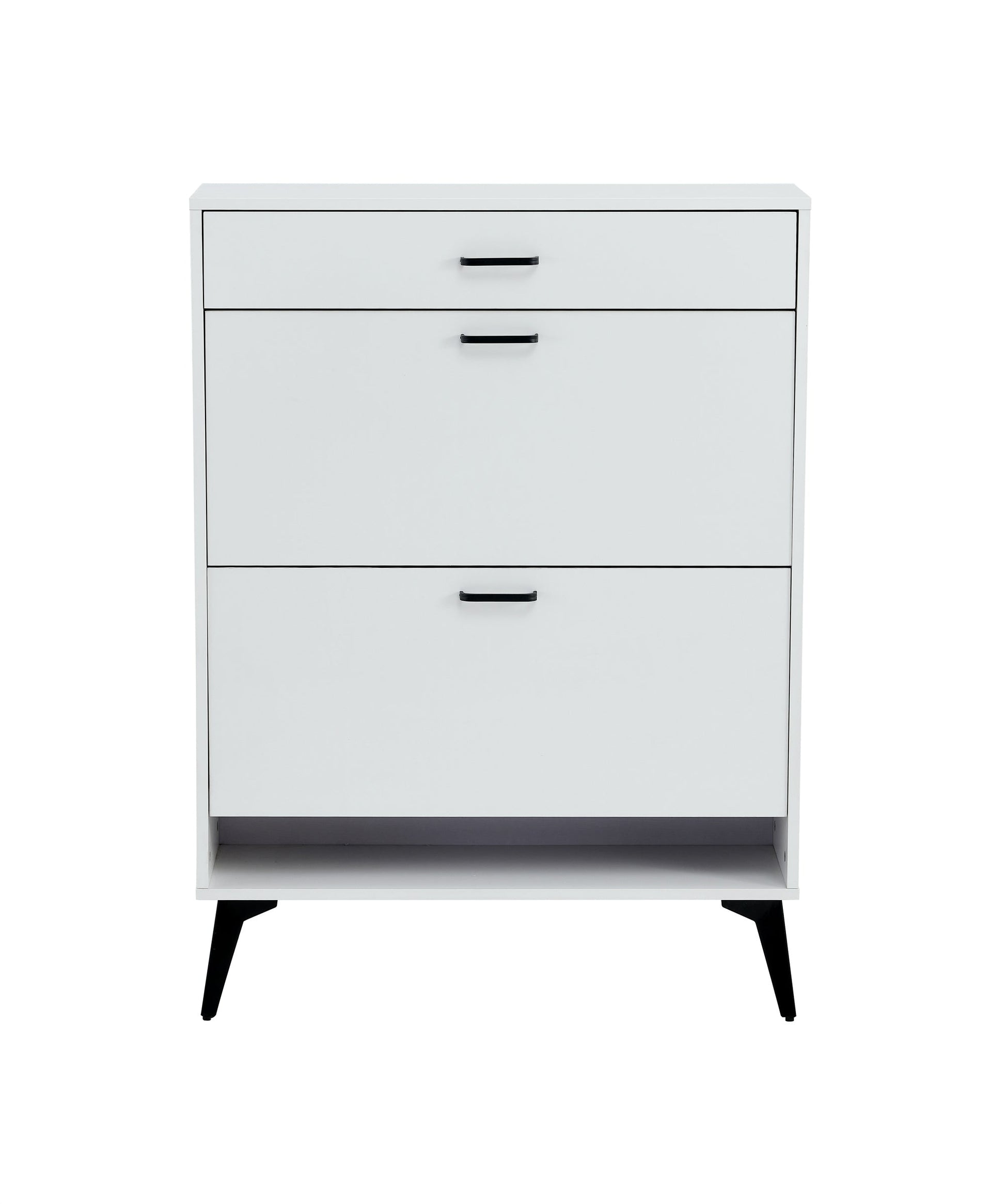 Shoe Cabinet , Shoe storage shelves, metal leg, White - Korvel