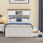 Solid Pine Captain Bookcase Bed with Trundle Bed and 3 Spacious Under Bed Drawers in Casual,Full, White+Walnut - Korvel