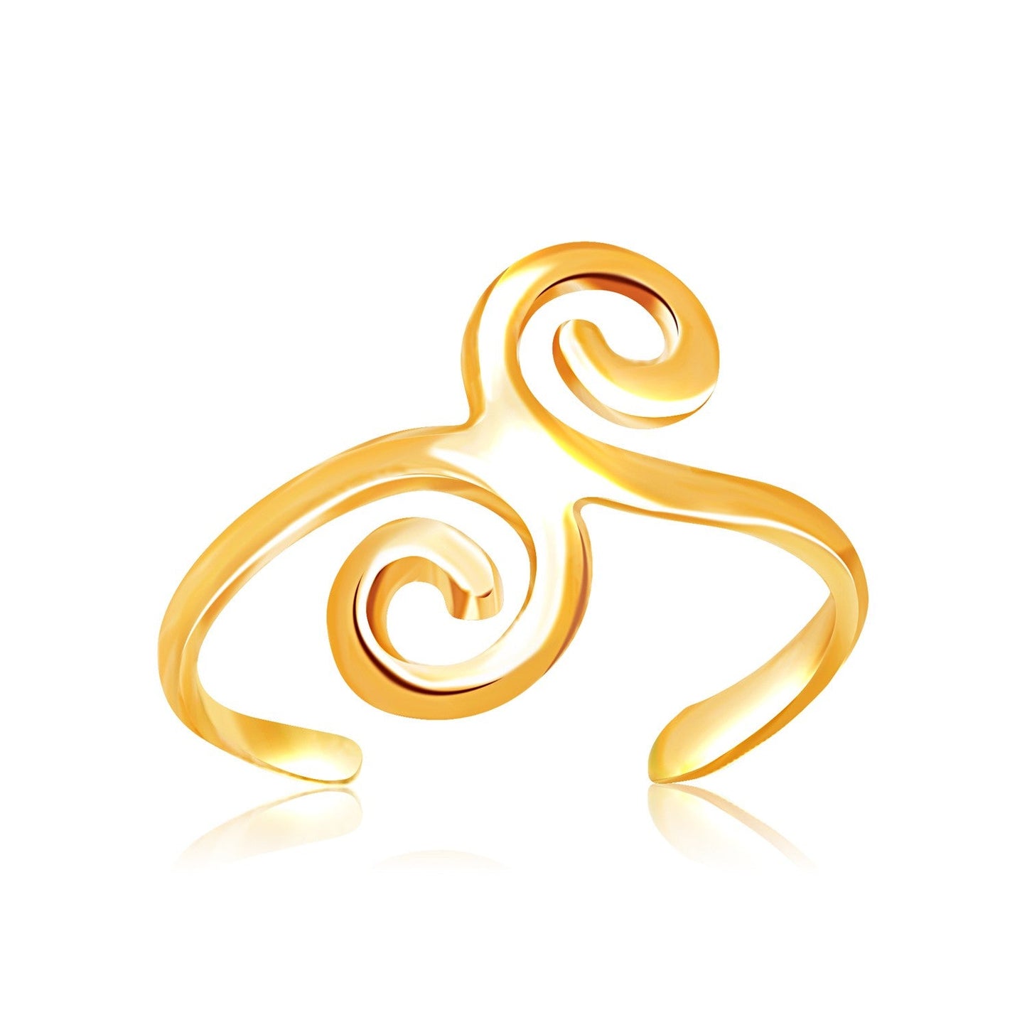 Bague d'orteil en or jaune 14 carats avec motif enroulé