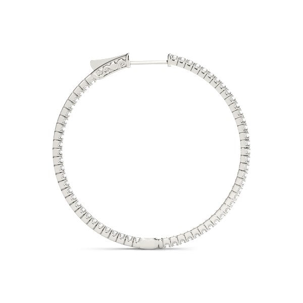 Aros de Diamante en Oro Blanco de 14k con Diseño Delgado y Doble Cara
