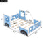 Full Size Classic Car-Shaped Platform Bed with Wheels,Blue - Korvel