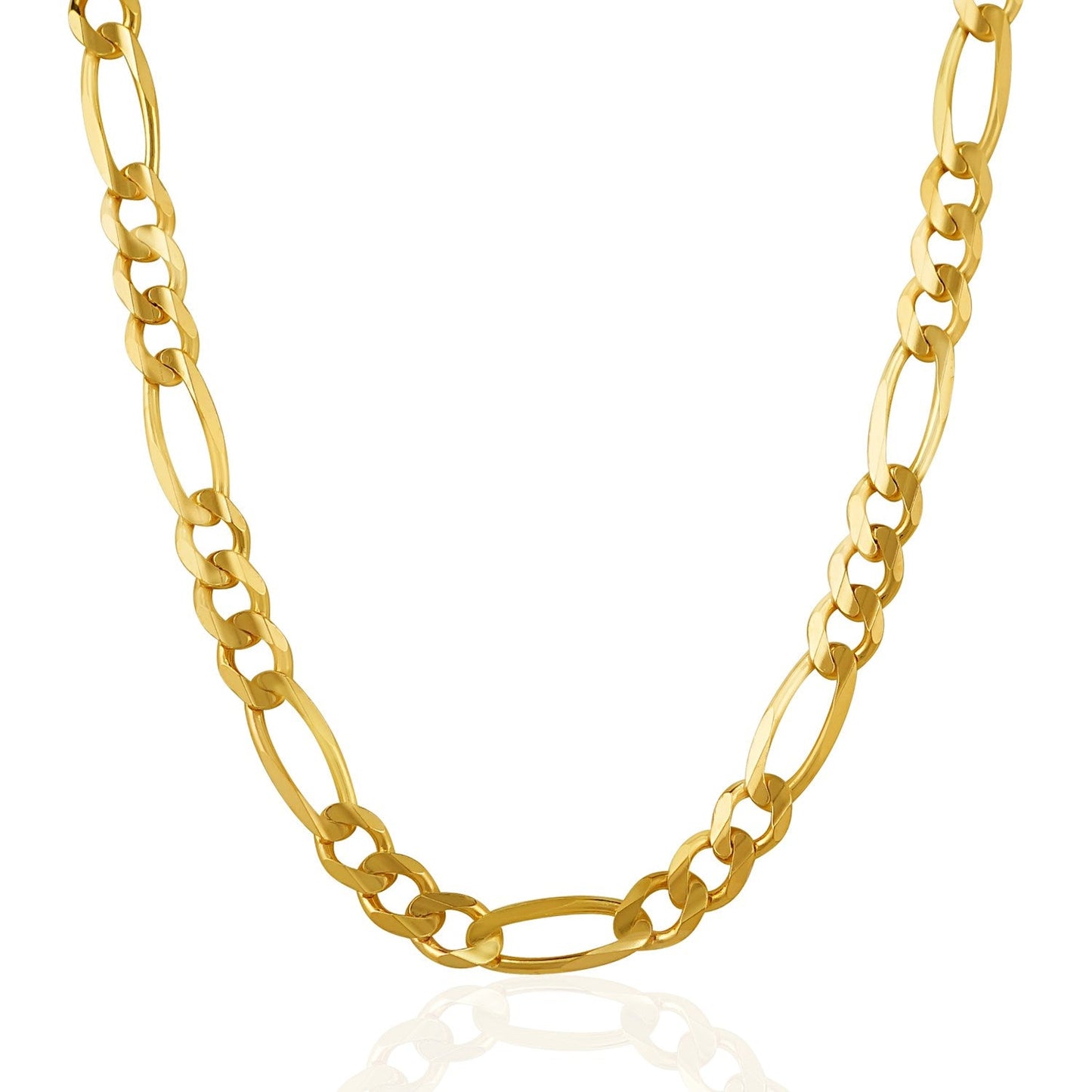 Cadena Figaro Sólida de Oro Amarillo de 14k de 7.0mm