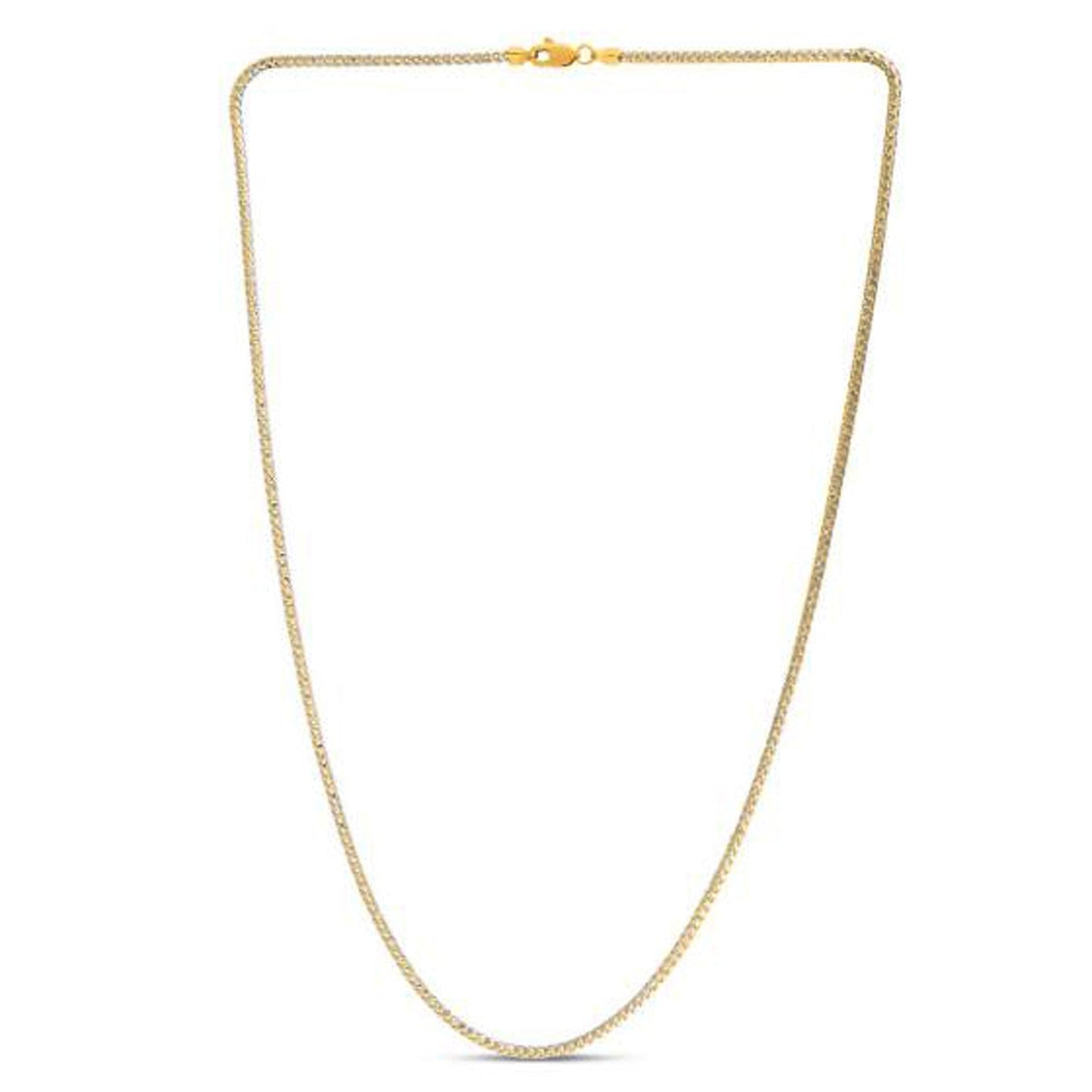 14k Yellow Gold Round Pave Franco Chain - 2.30 mm