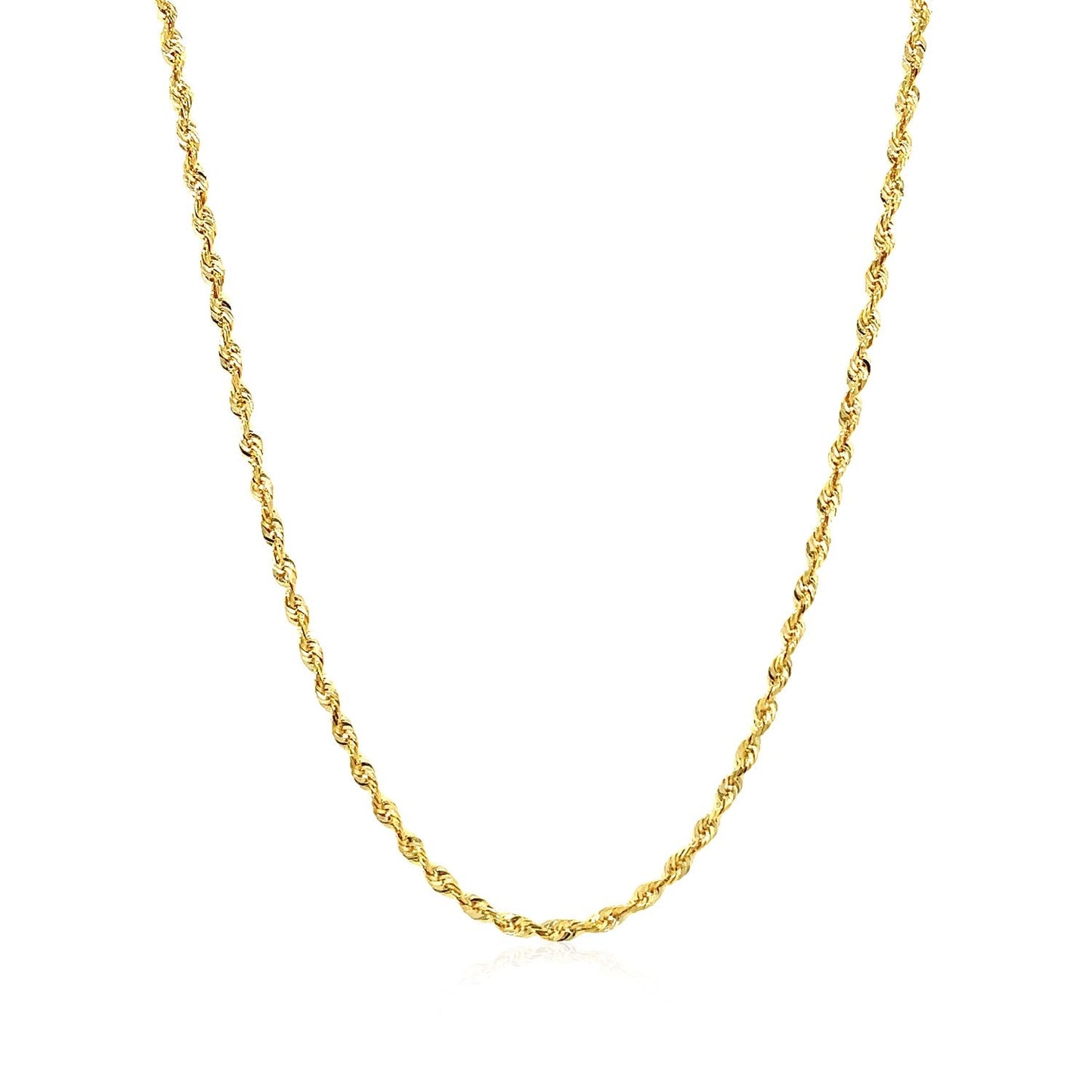 Chaîne en or jaune 14k solide à coupe diamant de 2,0 mm