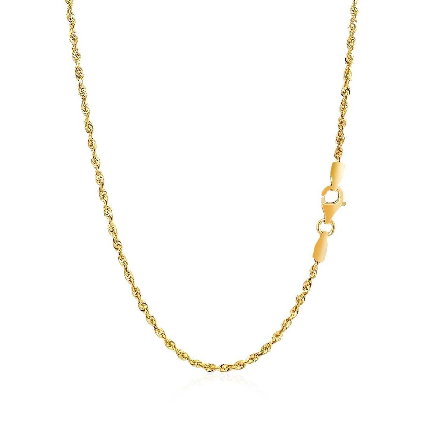 Chaîne en or jaune 14k solide à coupe diamant de 2,0 mm