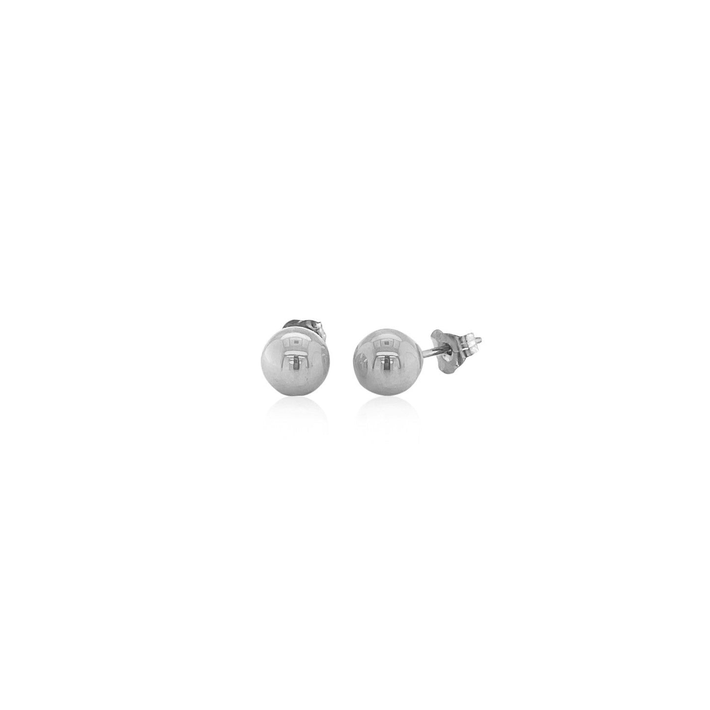 Boucles d'oreilles classiques rondes en or blanc 14k - 6,0 mm