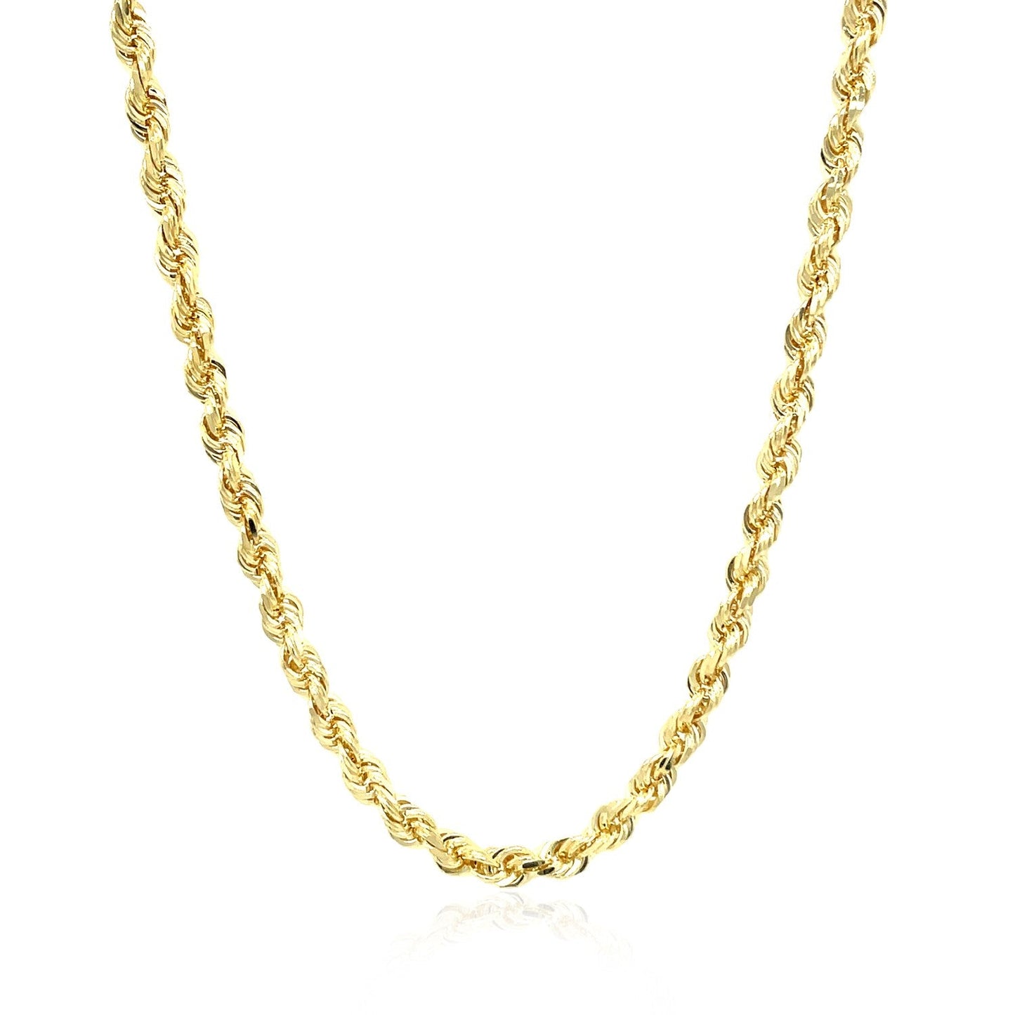 Cadena de cuerda de oro amarillo de 10k con corte de diamante sólido - 3.5mm