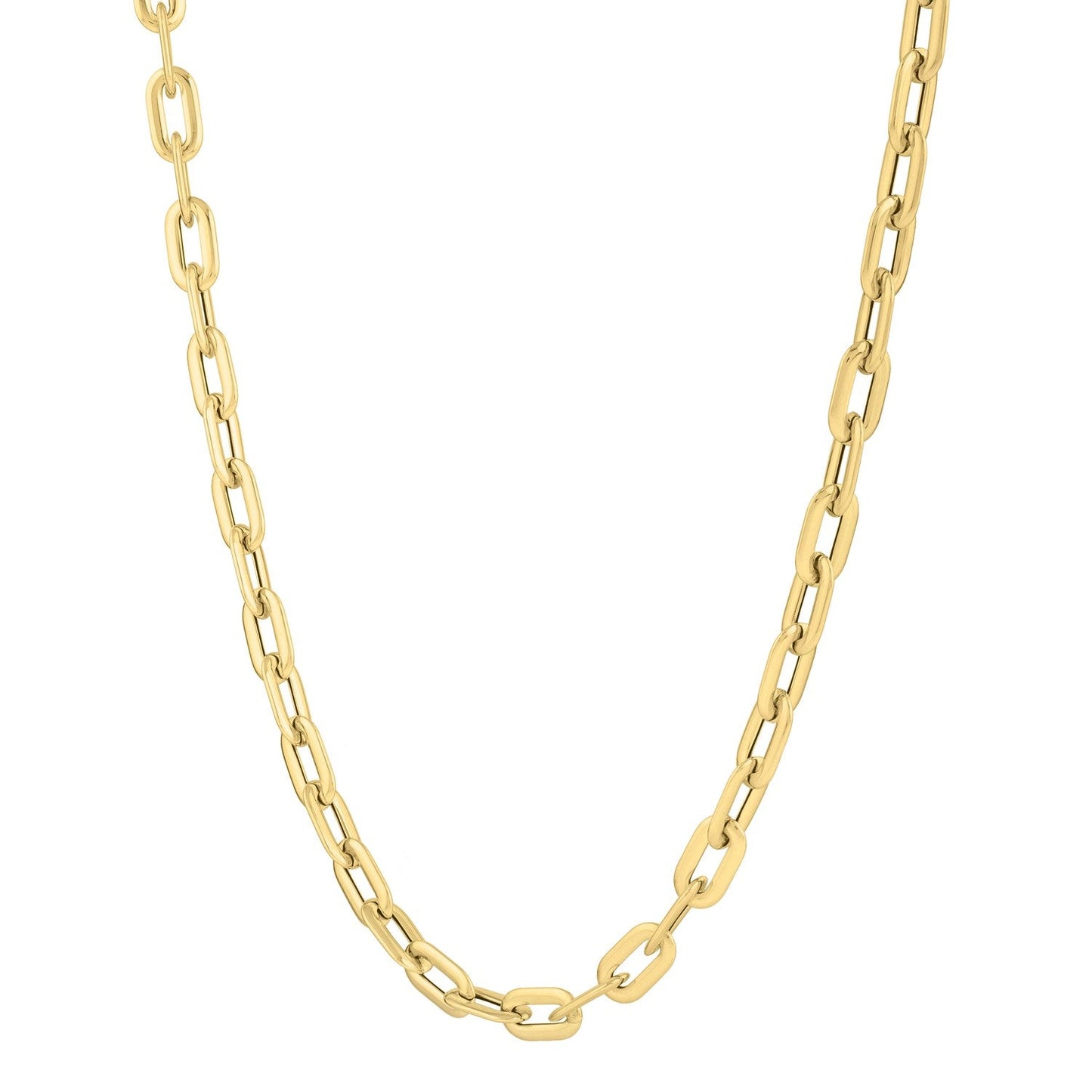 Collier en chaîne en papier clip en or jaune 14 carats avec dôme ovale