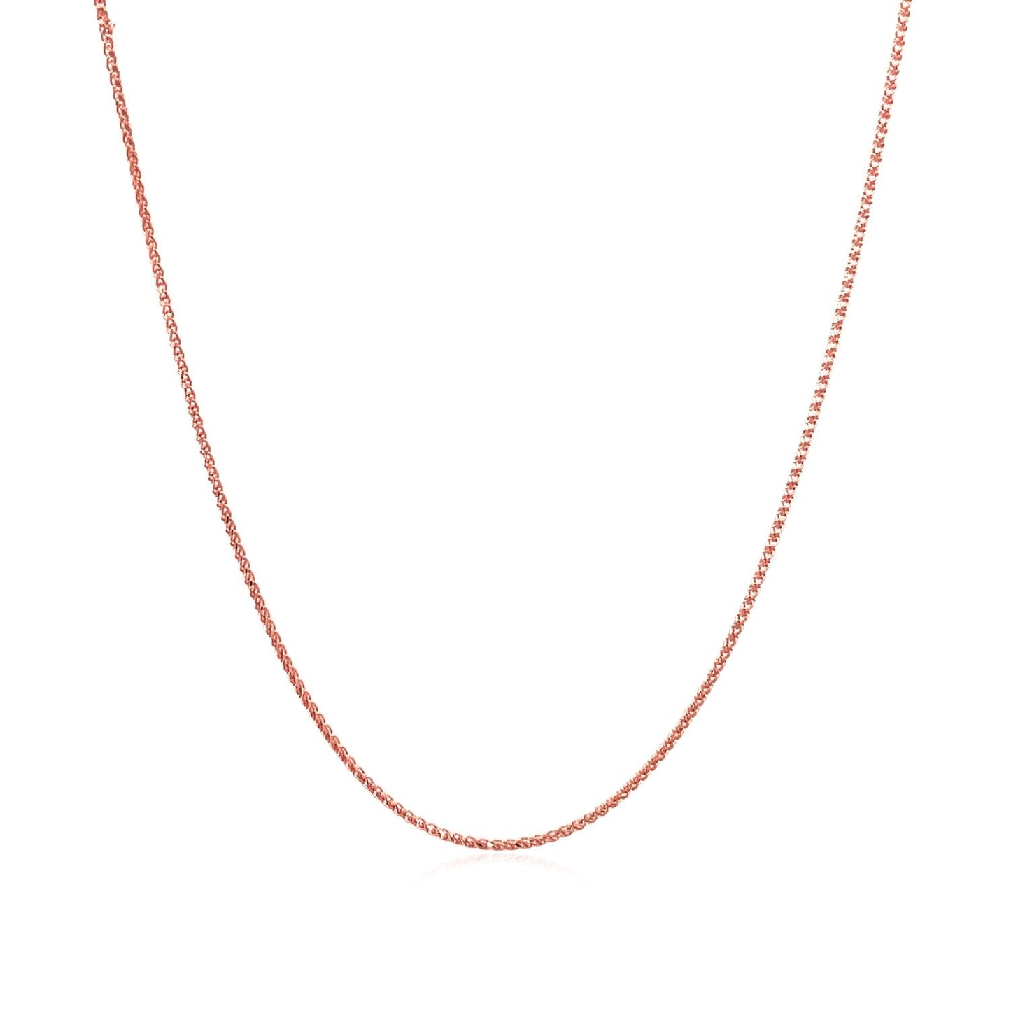 Chaîne en or rose 14k à maillons en blé coupés en diamant - 0,6 mm