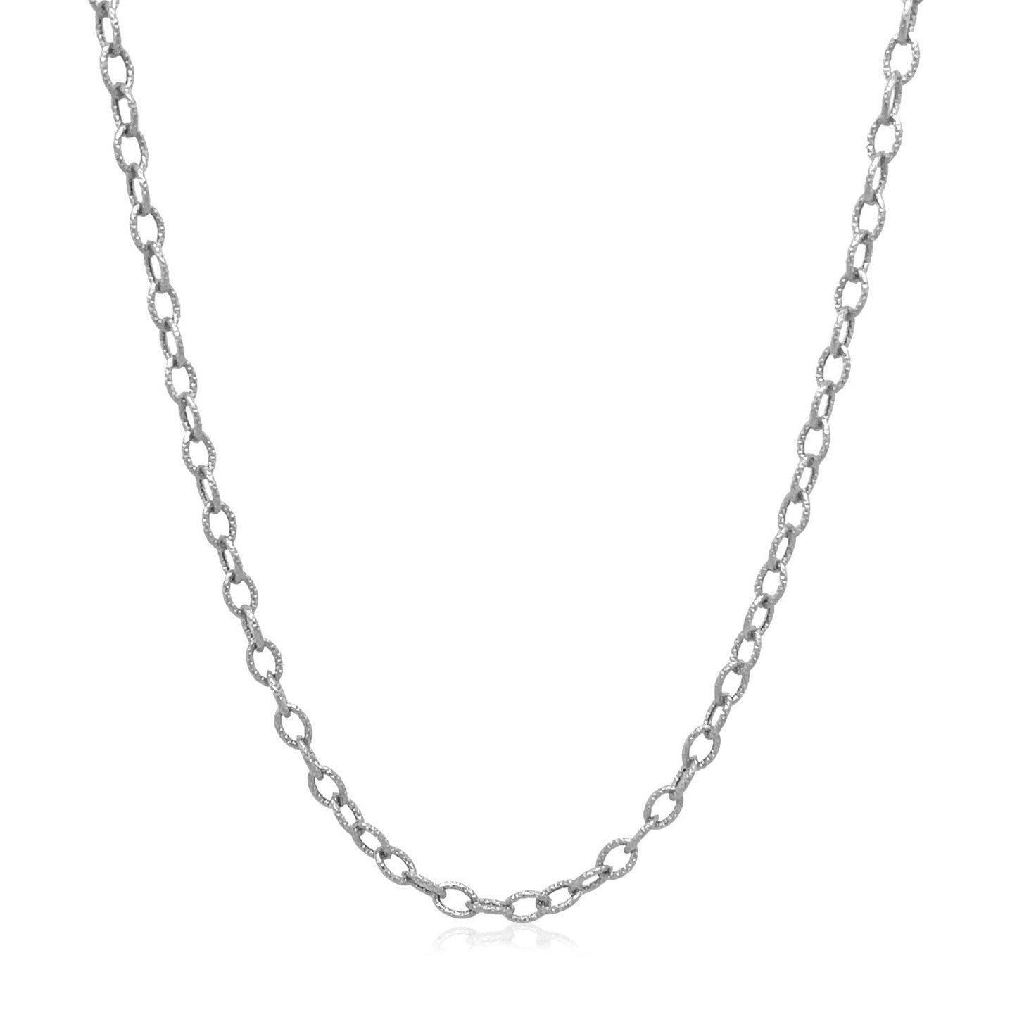 2.5mm 14k White Gold Textured Pendant Chain