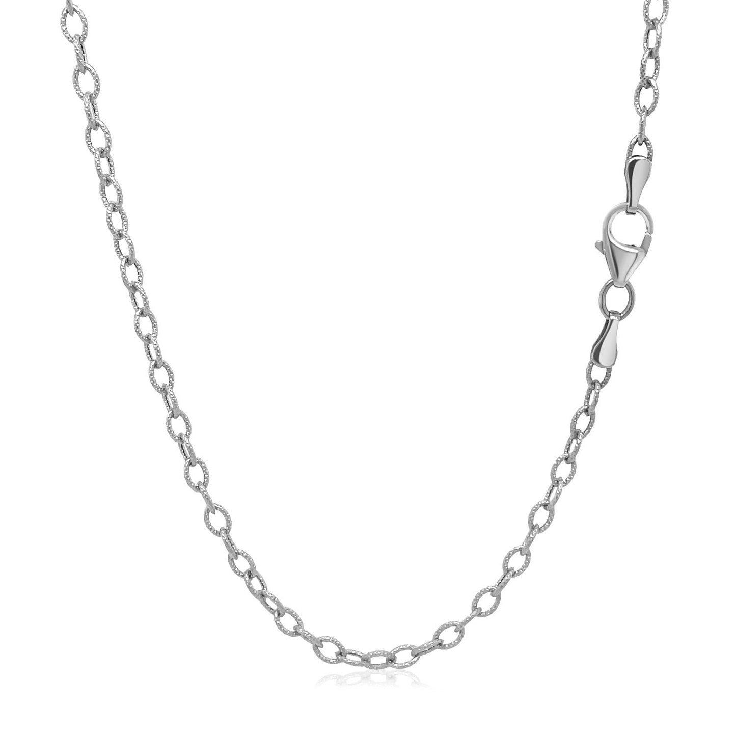 2.5mm 14k White Gold Textured Pendant Chain