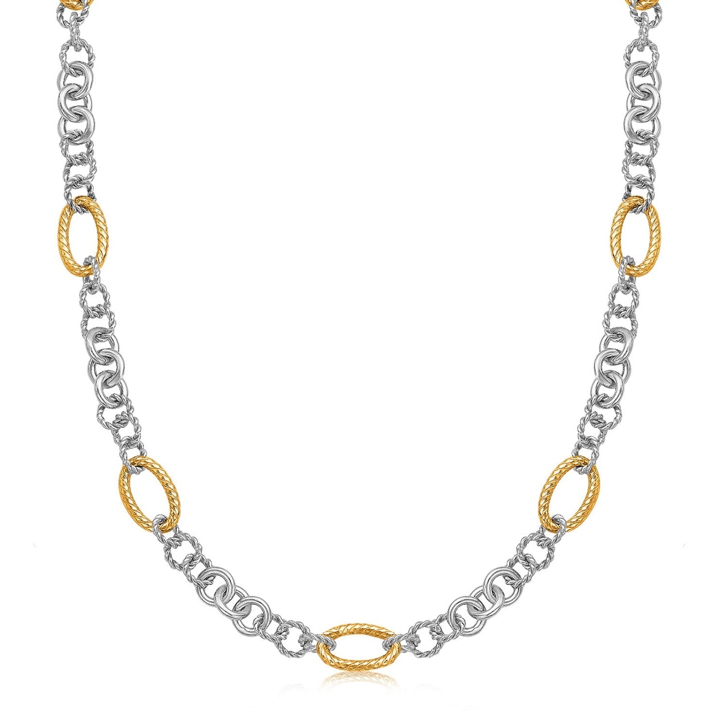 18k Yellow Gold & Sterling Silver Multi Style Chain Necklace