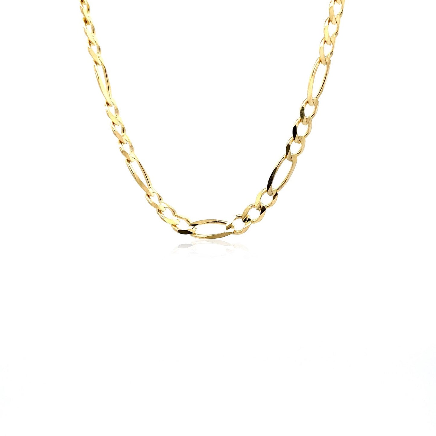 Cadena Figaro Sólida de Oro Amarillo de 14k de 4.5mm