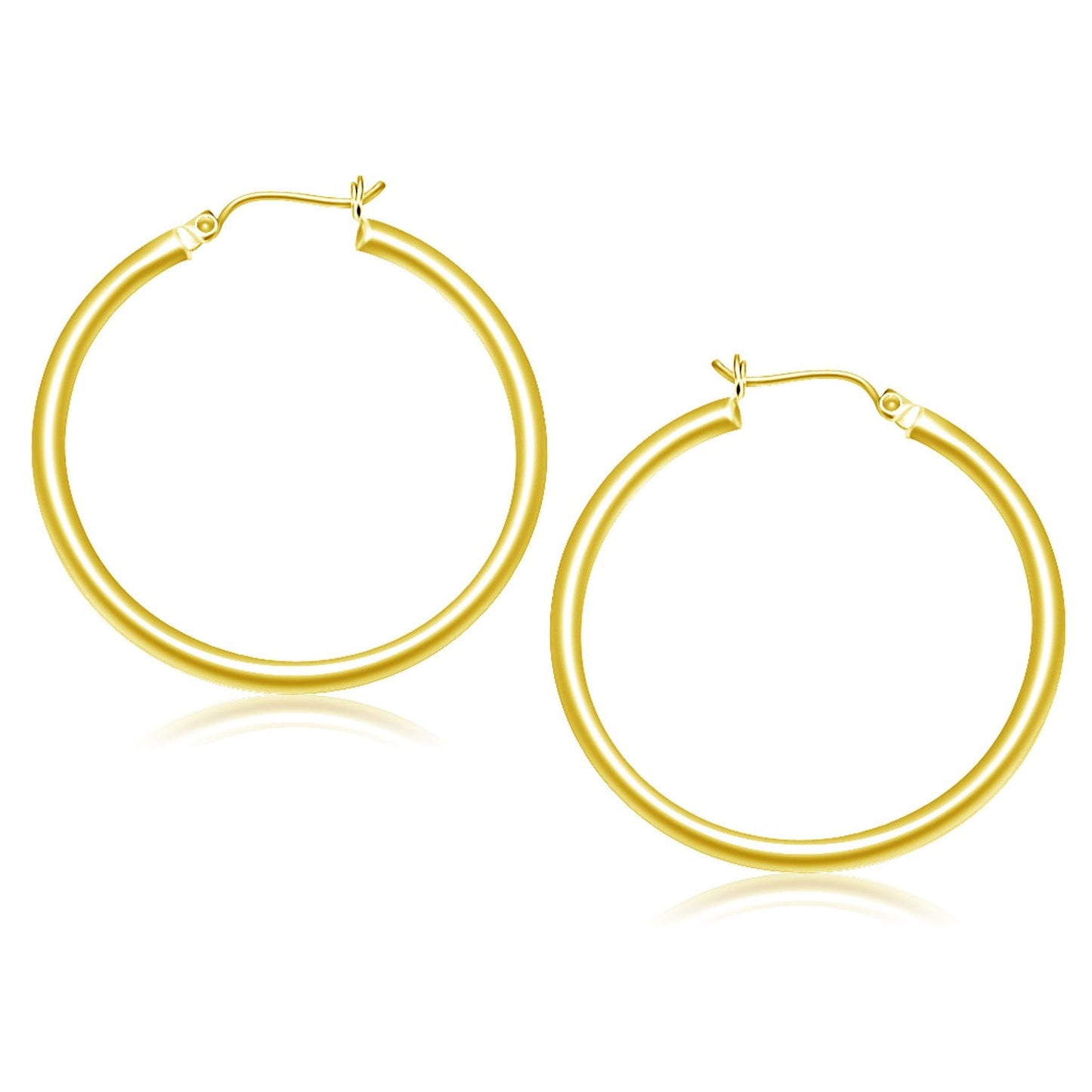14k Yellow Gold Polished Hoop Earrings - 40 mm