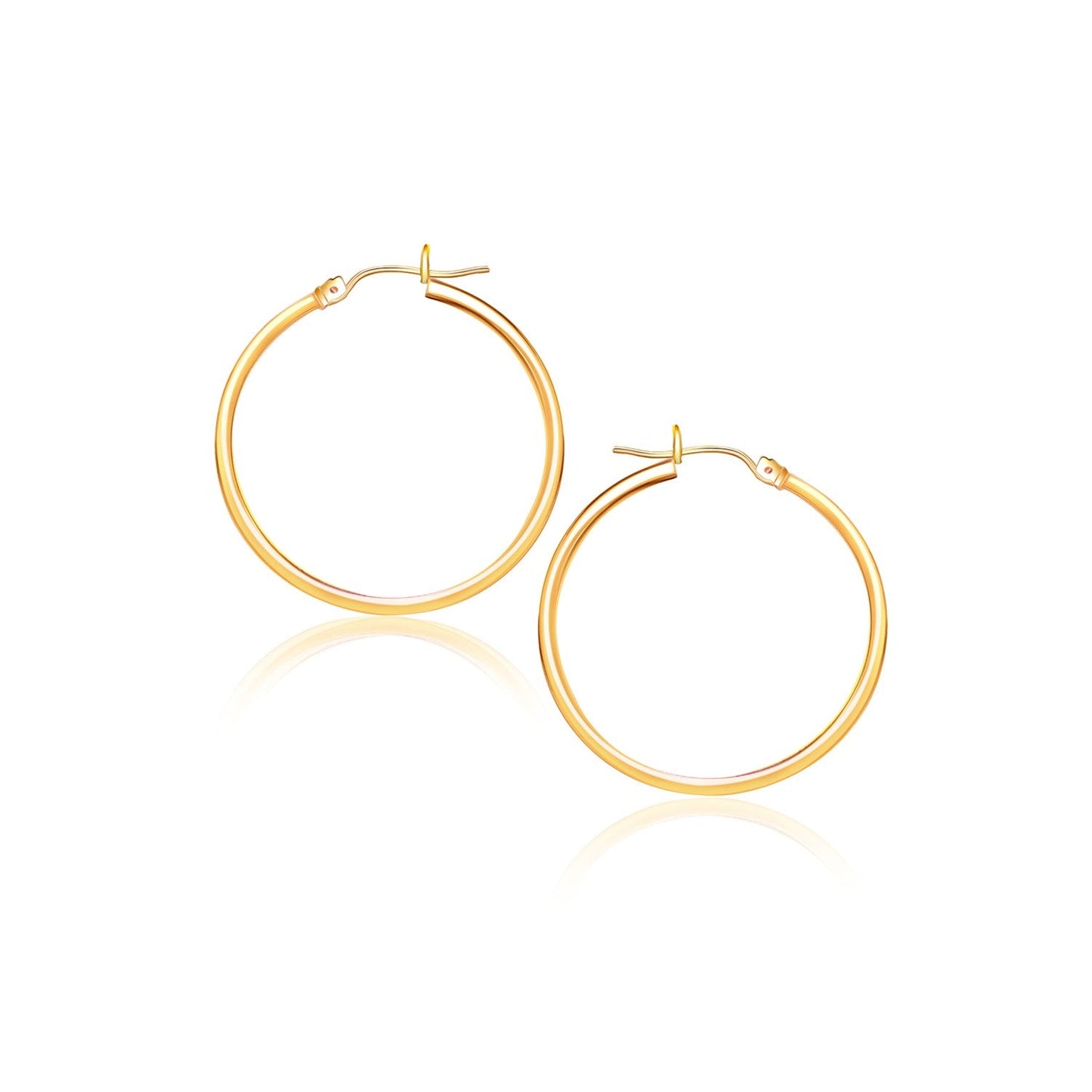 14k Yellow Gold Polished Hoop Earrings - 40mm