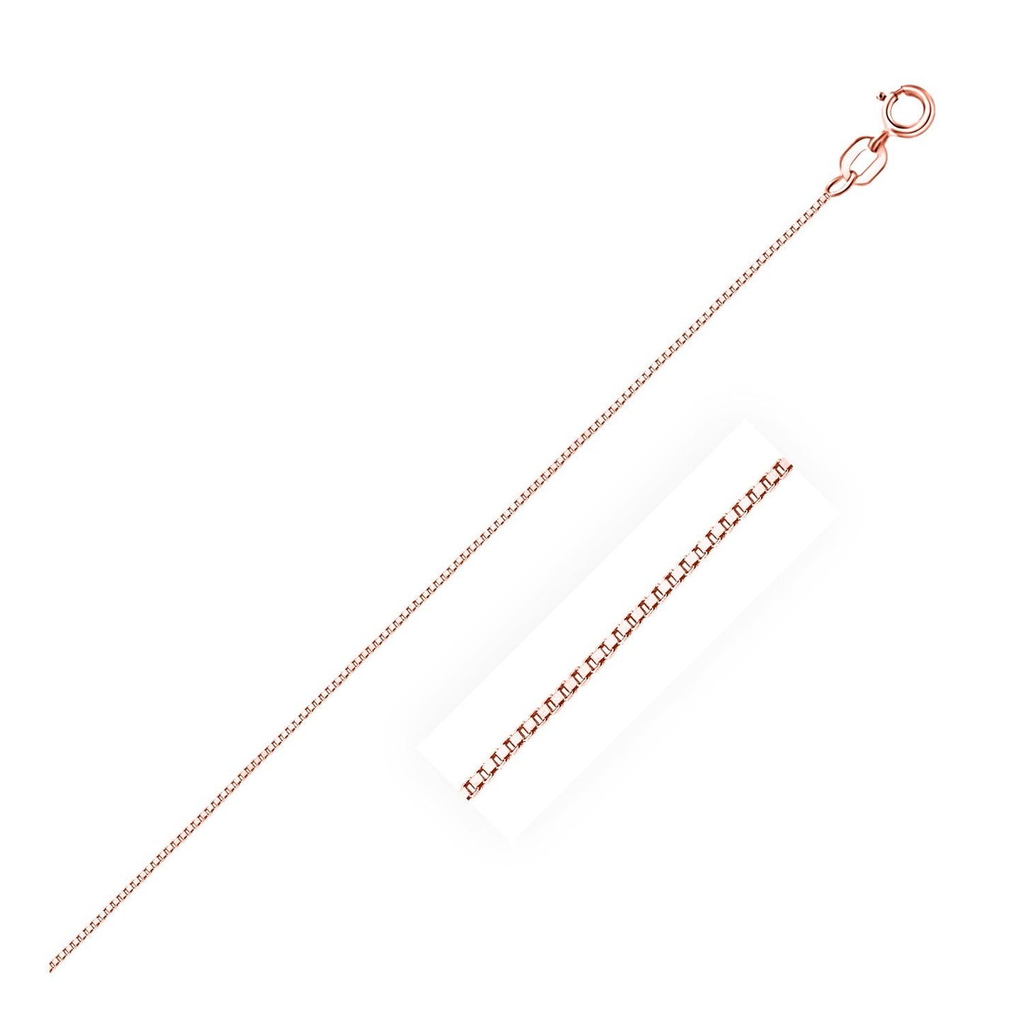 Cadena Clásica de Caja de Oro Rosa de 14k - 0.6mm