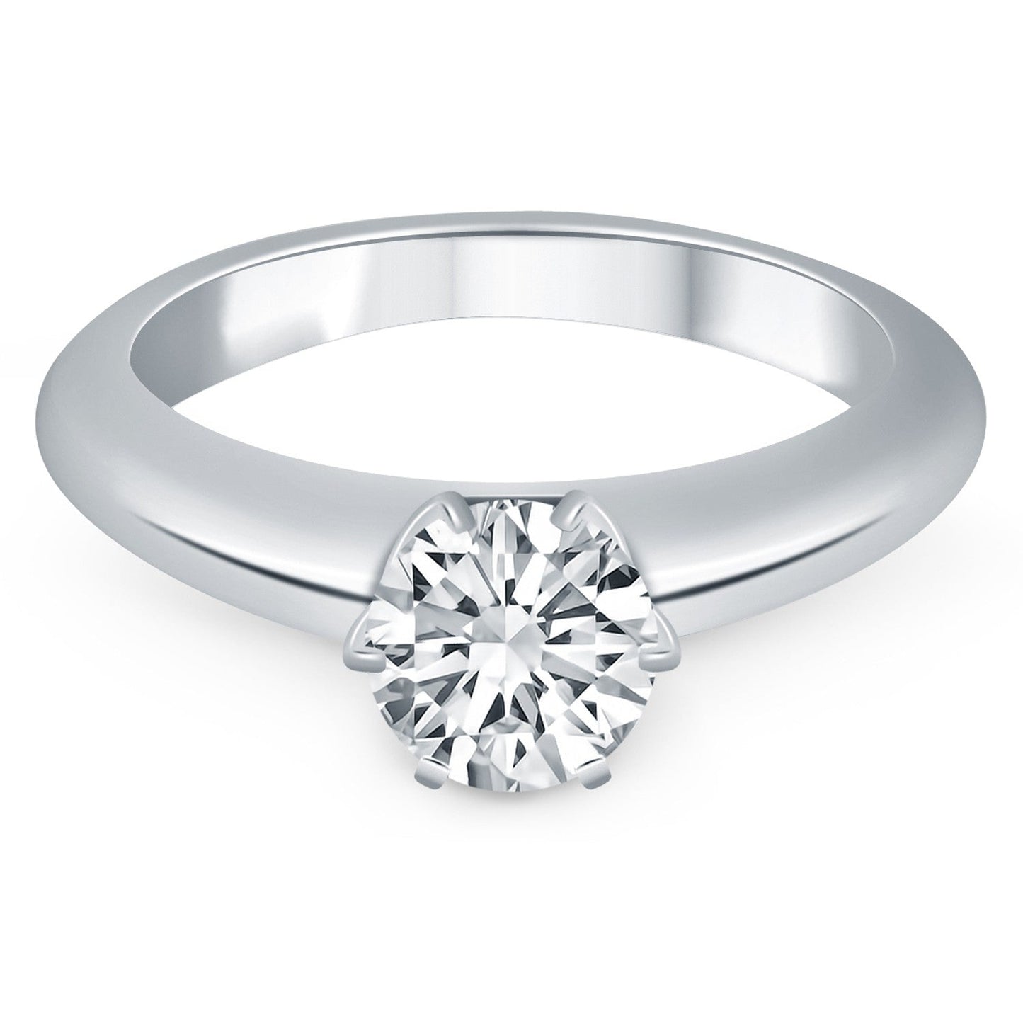 Bague de fiançailles en or blanc 14k avec solitaire en cathédrale