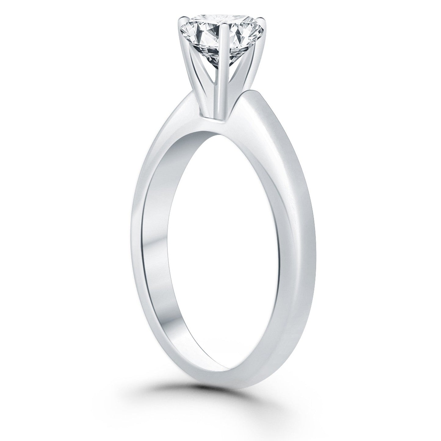 Bague de fiançailles en or blanc 14k avec solitaire en cathédrale