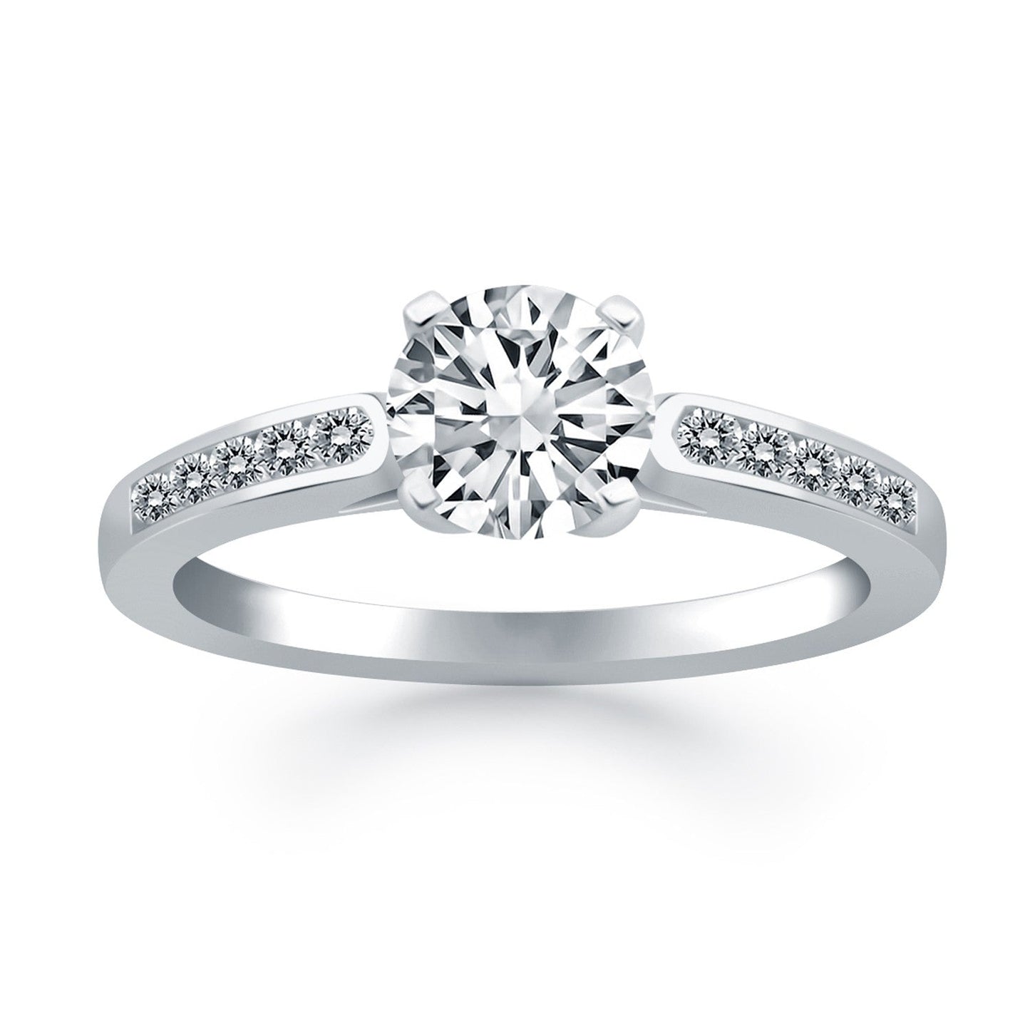 Anillo de Compromiso de Diamante en Canal de Oro Blanco de 14k
