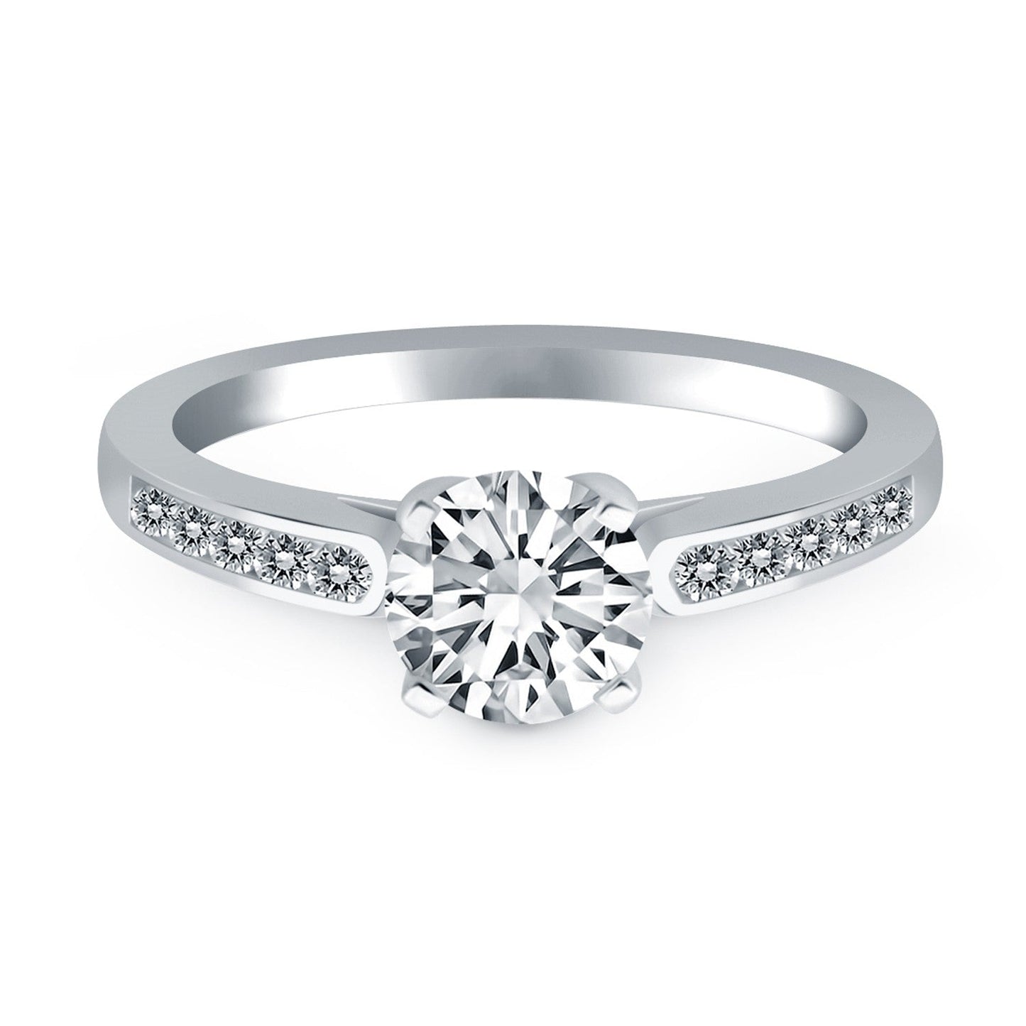 Anillo de Compromiso de Diamante en Canal de Oro Blanco de 14k