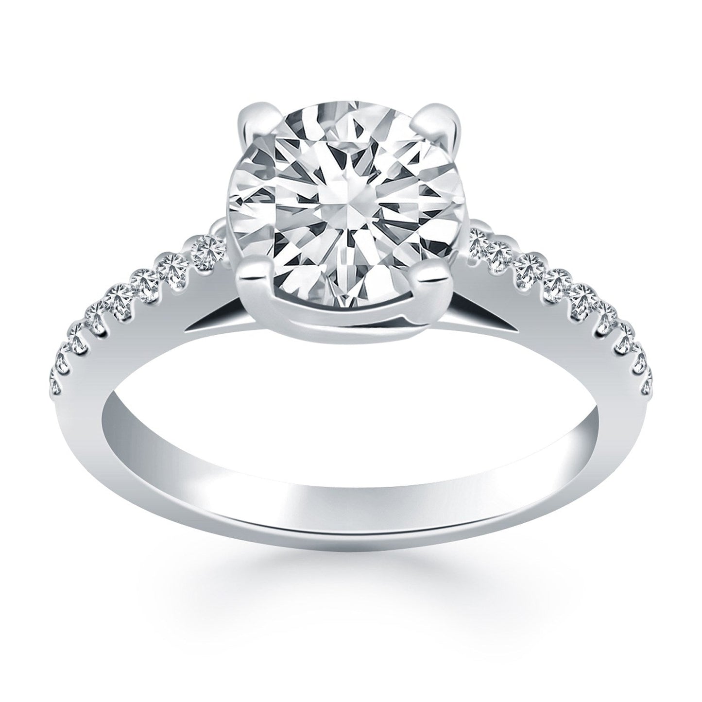Anillo de Compromiso de Diamante en Oro Blanco de 14k con Diseño de Trébol